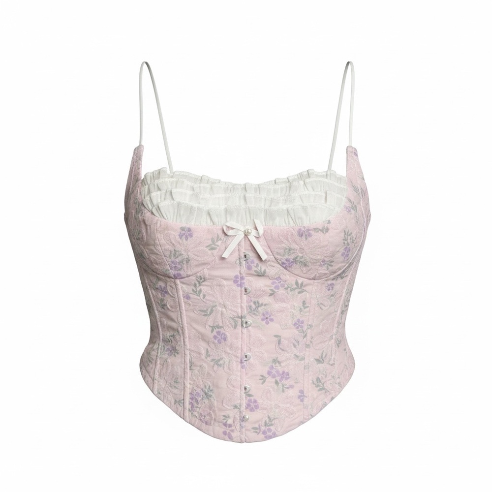 Hand Crafted Floral Cottagecore Fairycore Corset Top S